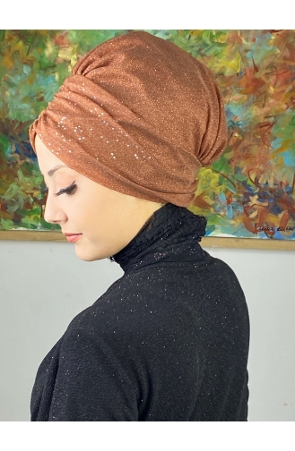 Sultan Model Glittered Gathered Outer Bonnet 20ARA181222-07 Copper Color 20ARA181222-07