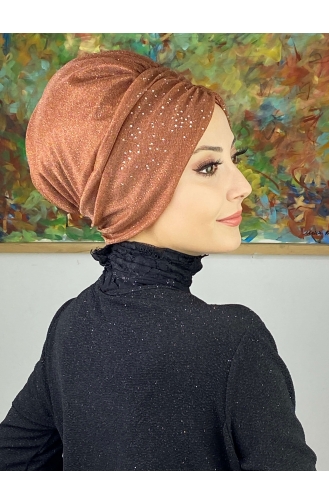 Sultan Model Glittered Gathered Outer Bonnet 20ARA181222-07 Copper Color 20ARA181222-07