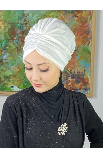 Bonnet Extérieur Froncé à Paillettes Modèle Sultan 20ARA181222-08 Blanc 20ARA181222-08