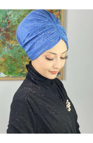 Sultan Model Glittered Gathered Outer Bonnet 20ARA181222-09 Indigo 20ARA181222-09