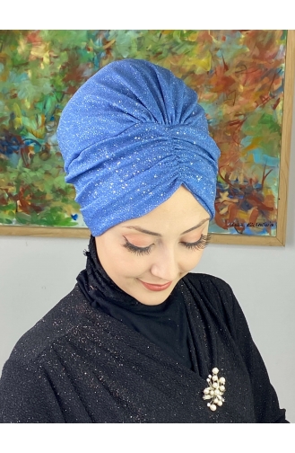 Sultan-Modell Glitzernde Geraffte Außenhaube 20ARA181222-09 Indigo 20ARA181222-09