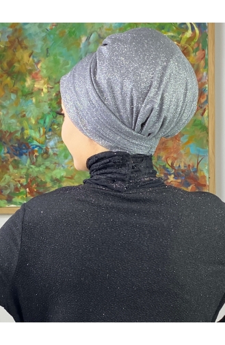 Topkapı Silvery Cross Draped Outer Bonnet 48ARA181222-09 Gray 48ARA181222-09