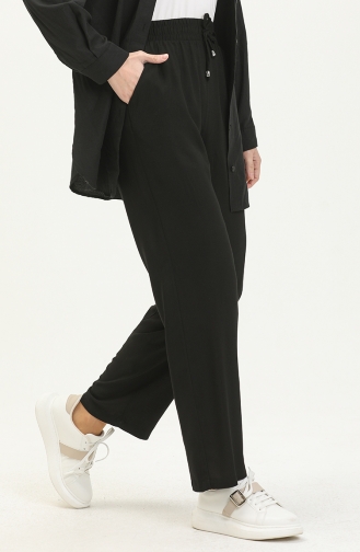 Pantalon Large à Poches 6101B-01 Noir 6101B-01