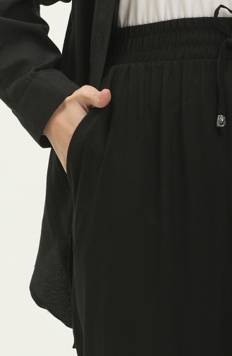 Wide Leg Pocket Pants 6102B-01 Black 6102B-01