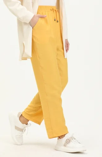 Hose mit weitem Bein und elastische Taille 6140-04 Senffarben 6140-04