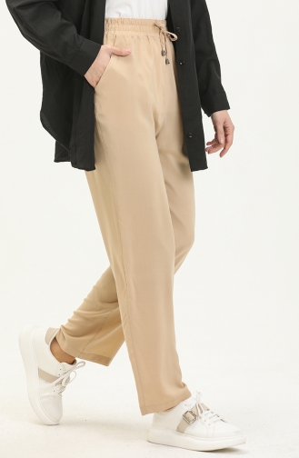 Wide Leg Elastic Waist Pants 6140-05 Stone 6140-05