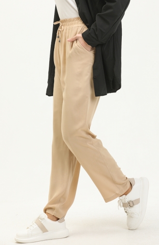 Wide Leg Elastic Waist Pants 6140-05 Stone 6140-05