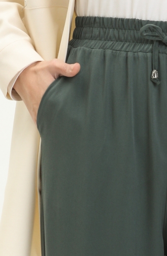 Wide Leg Elastic Waist Pants 6140-11 Dark Green 6140-11