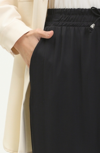 Wide Leg Elastic Waist Pants 6140-13 Dark Navy Blue 6140-13