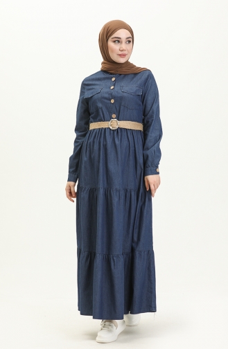 Dunkelblau Hijab Kleider 1006-01
