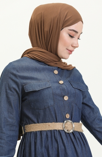 Dunkelblau Hijab Kleider 1006-01