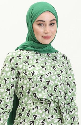 Kleid mit Gürtel und gefältelter Rock 1082-05 Grünfarben 1082-05