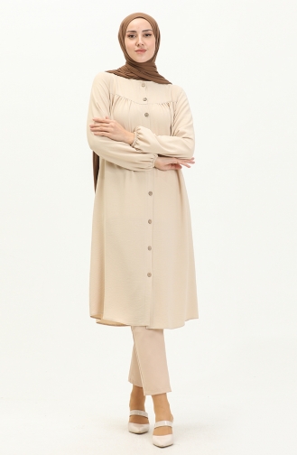 Tunika mit Faltendetails 1189-05 Beige 1189-05