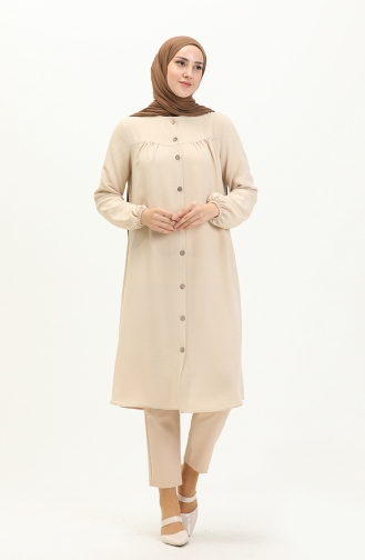 Tunika mit Faltendetails 1189-05 Beige 1189-05