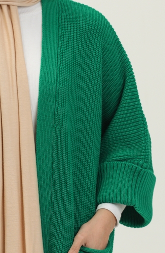 Pocketed Knit Long Cardigan 0549-10 Emerald Green 0549-10