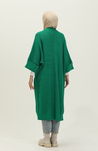 Pocketed Knit Long Cardigan 0549-10 Emerald Green 0549-10