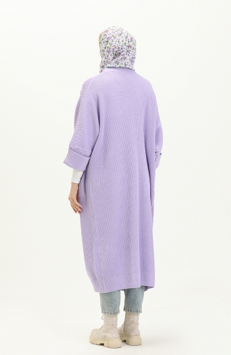 Pocketed Knit Long Cardigan 0549-11 Lilac 0549-11