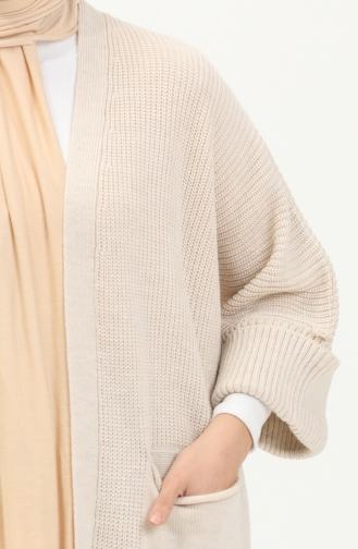 Cardigan Long à Poche en Maille 0549-12 Crème 0549-12