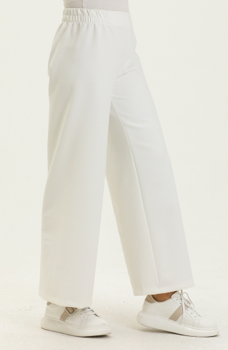 Hose mit weitem Bein und elastische Taille 2951-06 Ekrü 2951-06