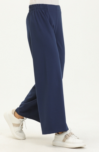 Wide Leg Elastic Waist Pants 2951-09 Light Navy Blue 2951-09