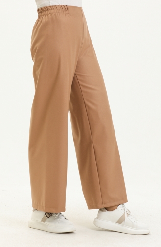 Wide Leg Elastic Waist Pants 2951-10 Milk Coffee  2951-10