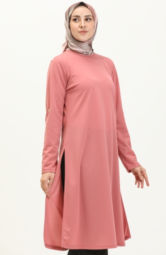 Button Detailed Hijab Suit 0328A-01 Dusty Rose 0328A-01