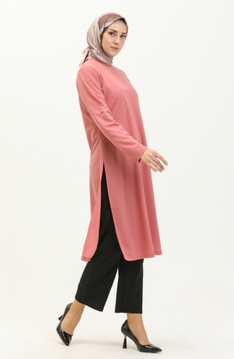 Button Detailed Hijab Suit 0328A-01 Dusty Rose 0328A-01