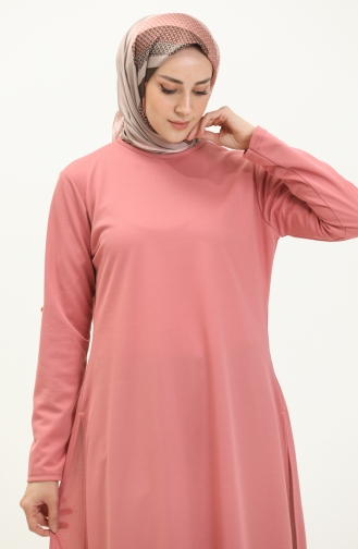 Button Detailed Hijab Suit 0328A-01 Dusty Rose 0328A-01