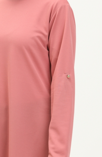 Button Detailed Hijab Suit 0328A-01 Dusty Rose 0328A-01