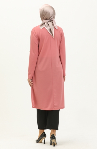 Button Detailed Hijab Suit 0328A-01 Dusty Rose 0328A-01