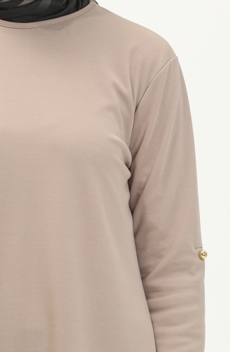Button Detailed Hijab Suit 0328A-06 Mink 0328A-06