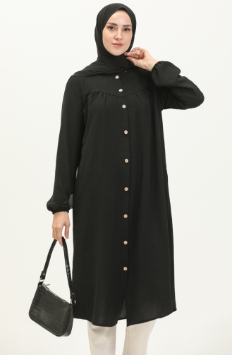 Shirred Detail Tunic 1189-02 Black 1189-02