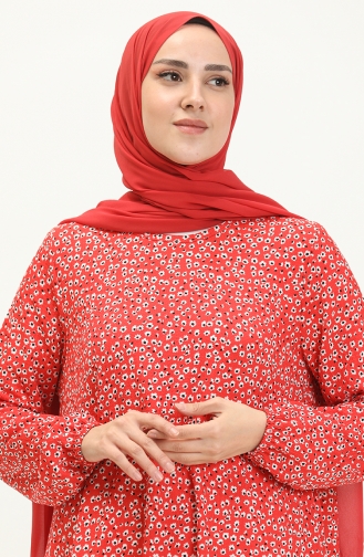 Patterned Asymmetrical Tunic 1636-01 Red 1636-01