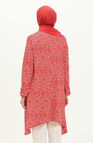 Patterned Asymmetrical Tunic 1636-01 Red 1636-01