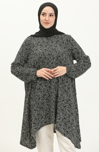 Patterned Asymmetrical Tunic 1637-01 Black 1637-01