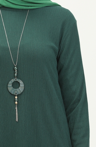 Tunika aus gekräuselter Stoff mit Halskette 1638-02 Smaragdgrün 1638-02