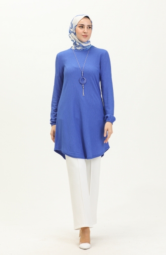 Crepe Fabric Necklace Tunic 1638-03 Saxe 1638-03