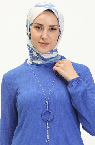 Crepe Fabric Necklace Tunic 1638-03 Saxe 1638-03