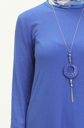 Crepe Fabric Necklace Tunic 1638-03 Saxe 1638-03