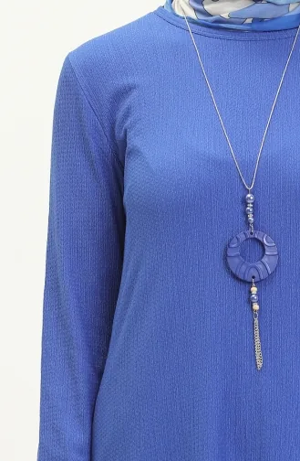 Crepe Fabric Necklace Tunic 1638-03 Saxe 1638-03
