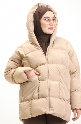 Oversize Şişme Mont Bej