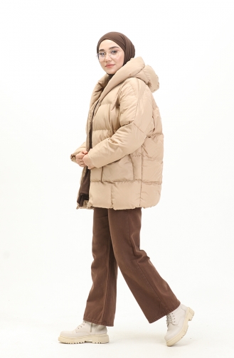 Oversize Şişme Mont Bej