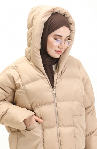 Oversize Şişme Mont Bej