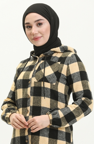 Ekose Desenli Tesettür Tunik Bebe Sarı
