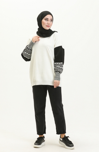 Ethnic Pattern Knit Sweater 22168-02 Bone 22168-02
