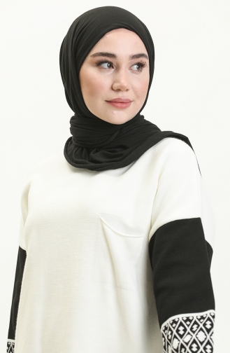 Etnik Desenli Triko Kazak 22168-02 Kemik