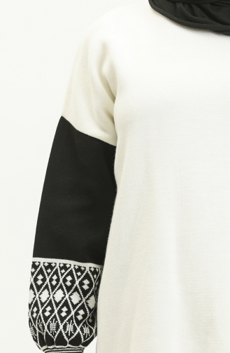 Trikot Pullover mit ethnisches Muster 22168-02 Knochenfarbe 22168-02