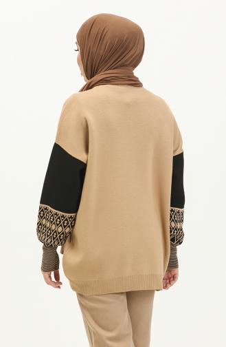 Ethnic Patterned Knit Sweater 22168-03 Biscuits 22168-03