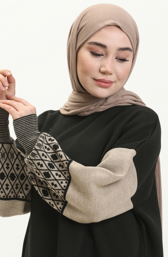 Ethnic Patterned Knit Sweater 22168-05 Black 22168-05