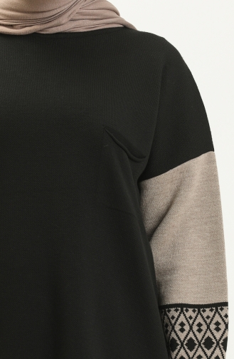 Ethnic Patterned Knit Sweater 22168-05 Black 22168-05